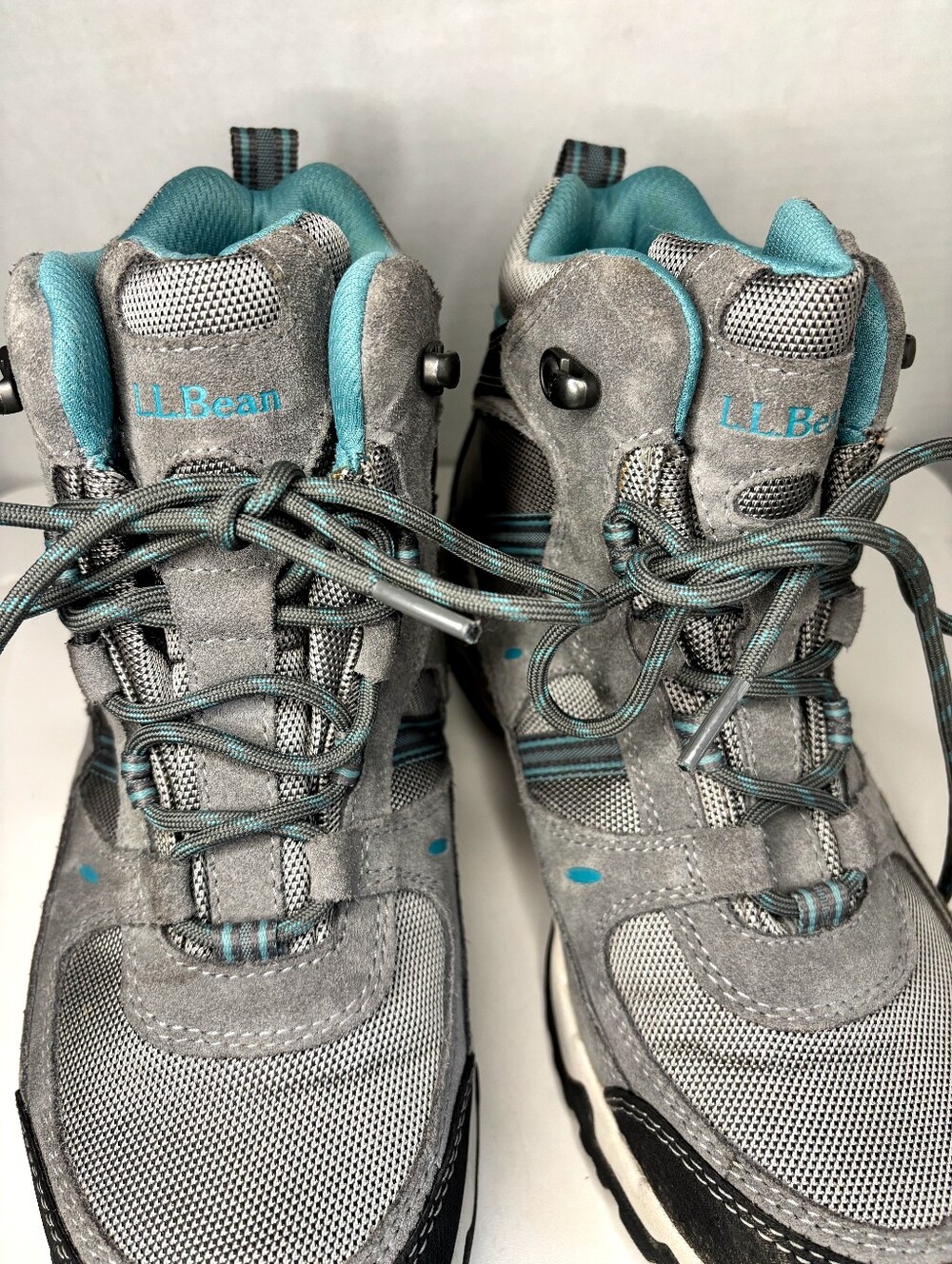 L.L. Bean Women's Grey and Teal Lace-Up Hiking Boots
